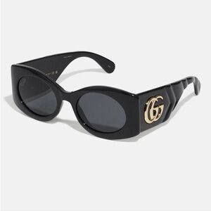 Gucci Women's Sunglasses GG0810S 001 Oval Quilted Thick Rim